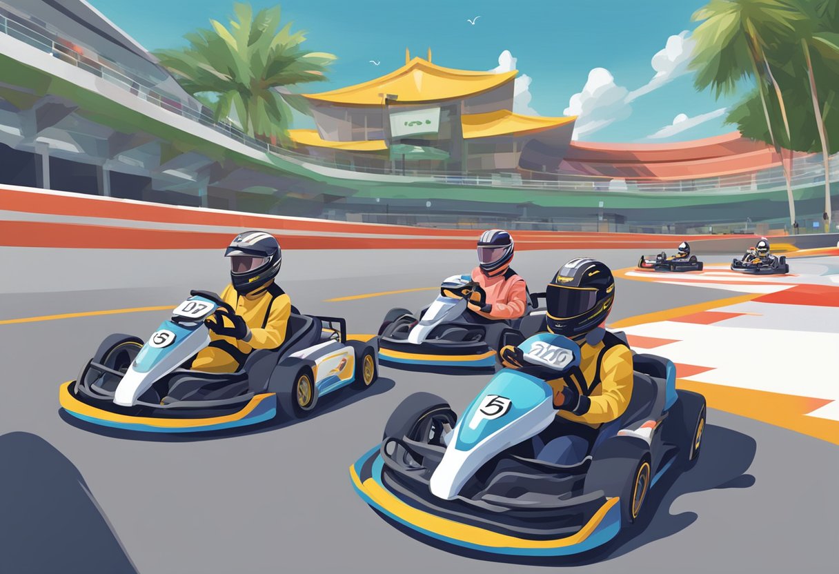 People enjoying go-karting at various venues in Singapore