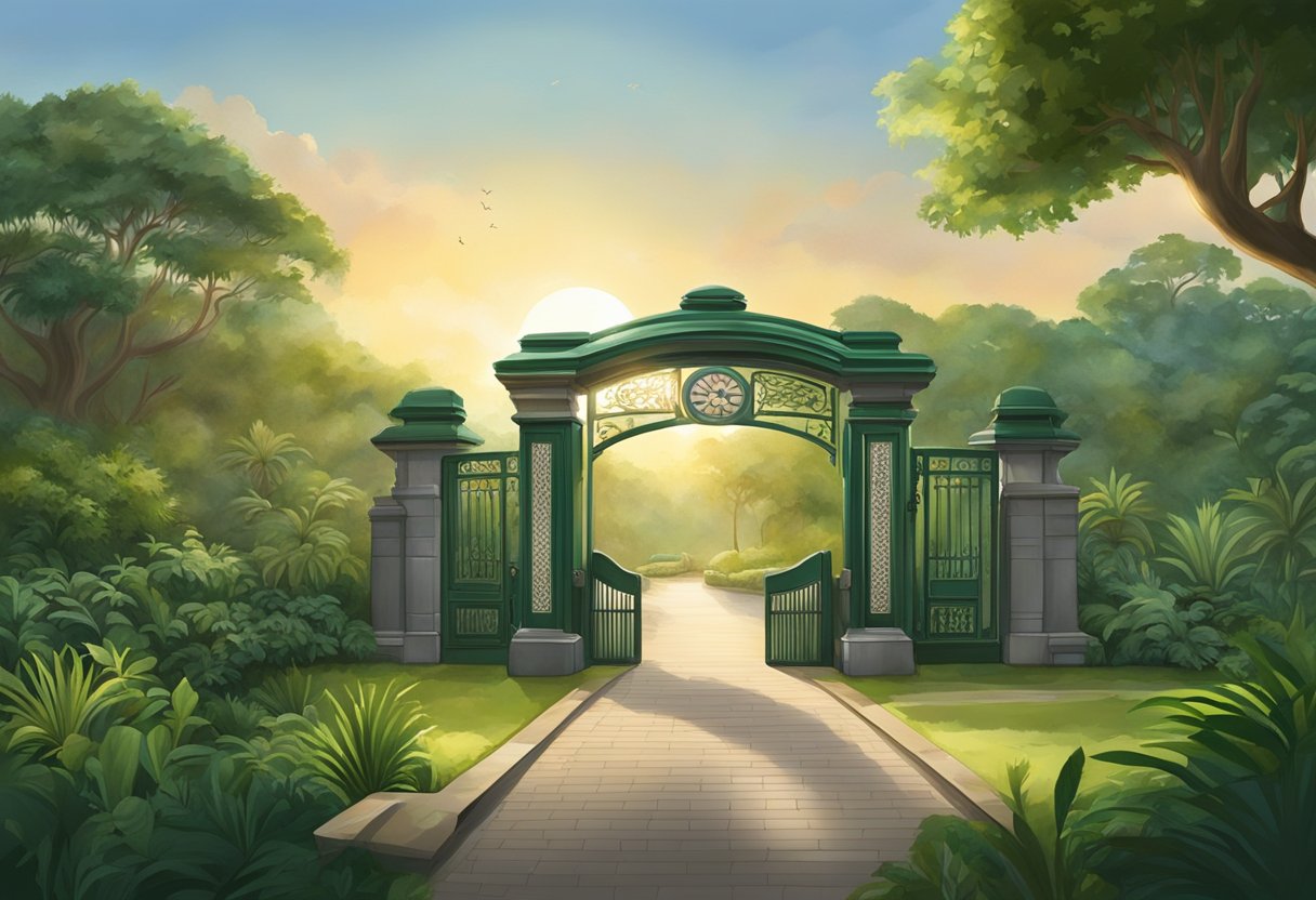 The sun rises over the lush green landscape of the Singapore Zoo, as the gates open to welcome visitors for a day of exploration and discovery