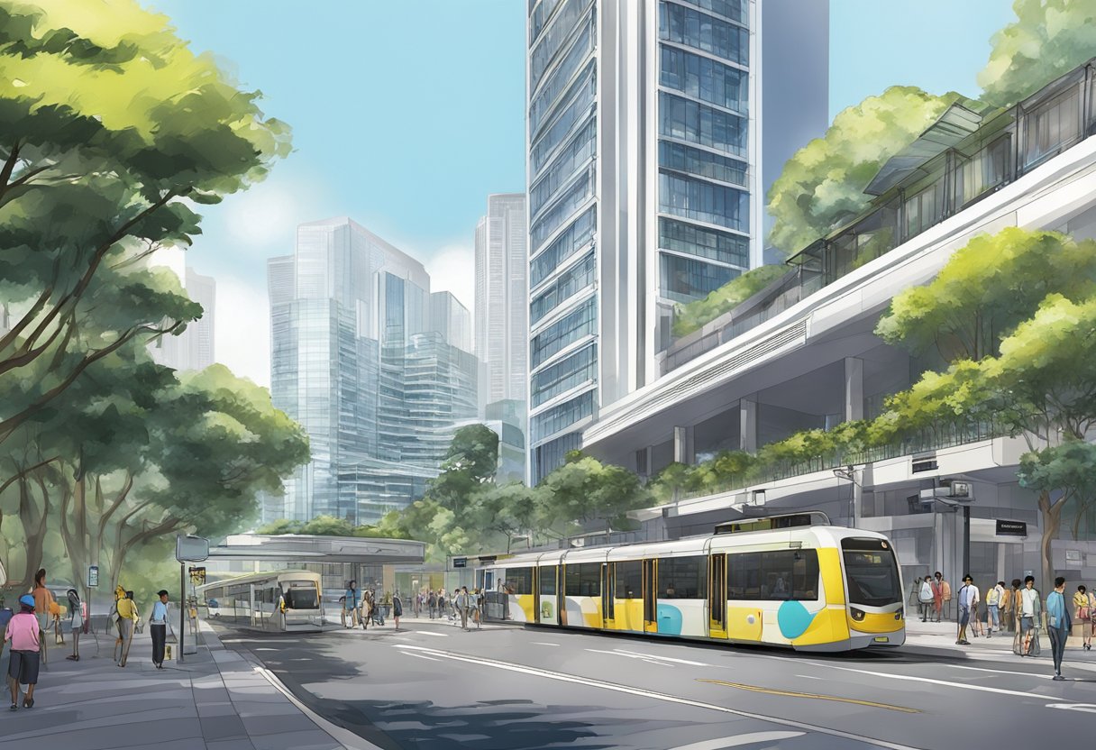 Farrer Park Station Road, with One Farrer Hotel in Singapore, bustling with activity and surrounded by modern architecture