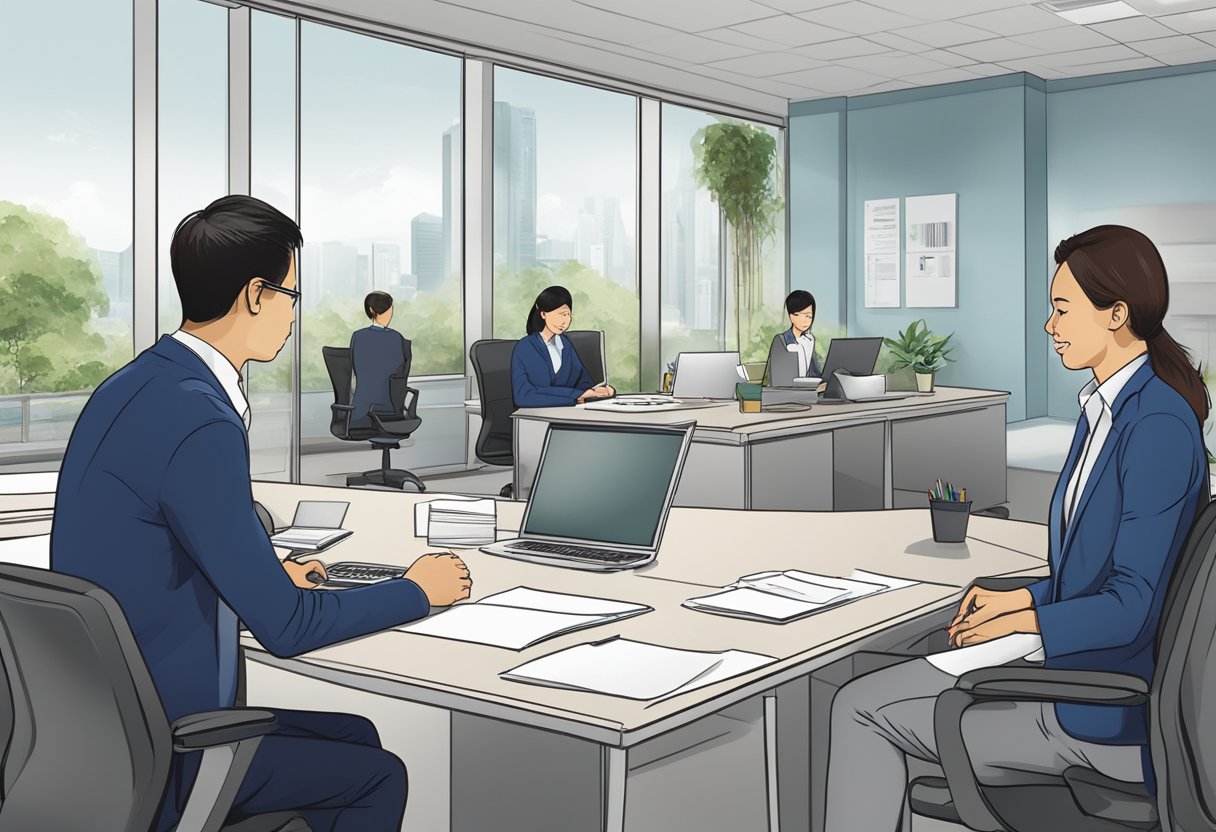 Key personnel at IOB Singapore, with contact details, are depicted in a professional office setting