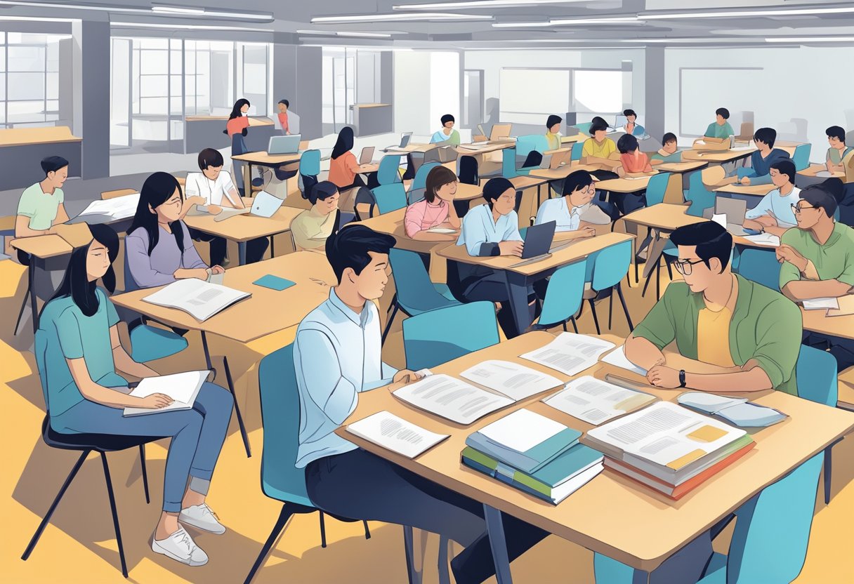 Students engaging in lectures, workshops, and group discussions at Singapore Institute of Technology. Various academic programmes are being offered