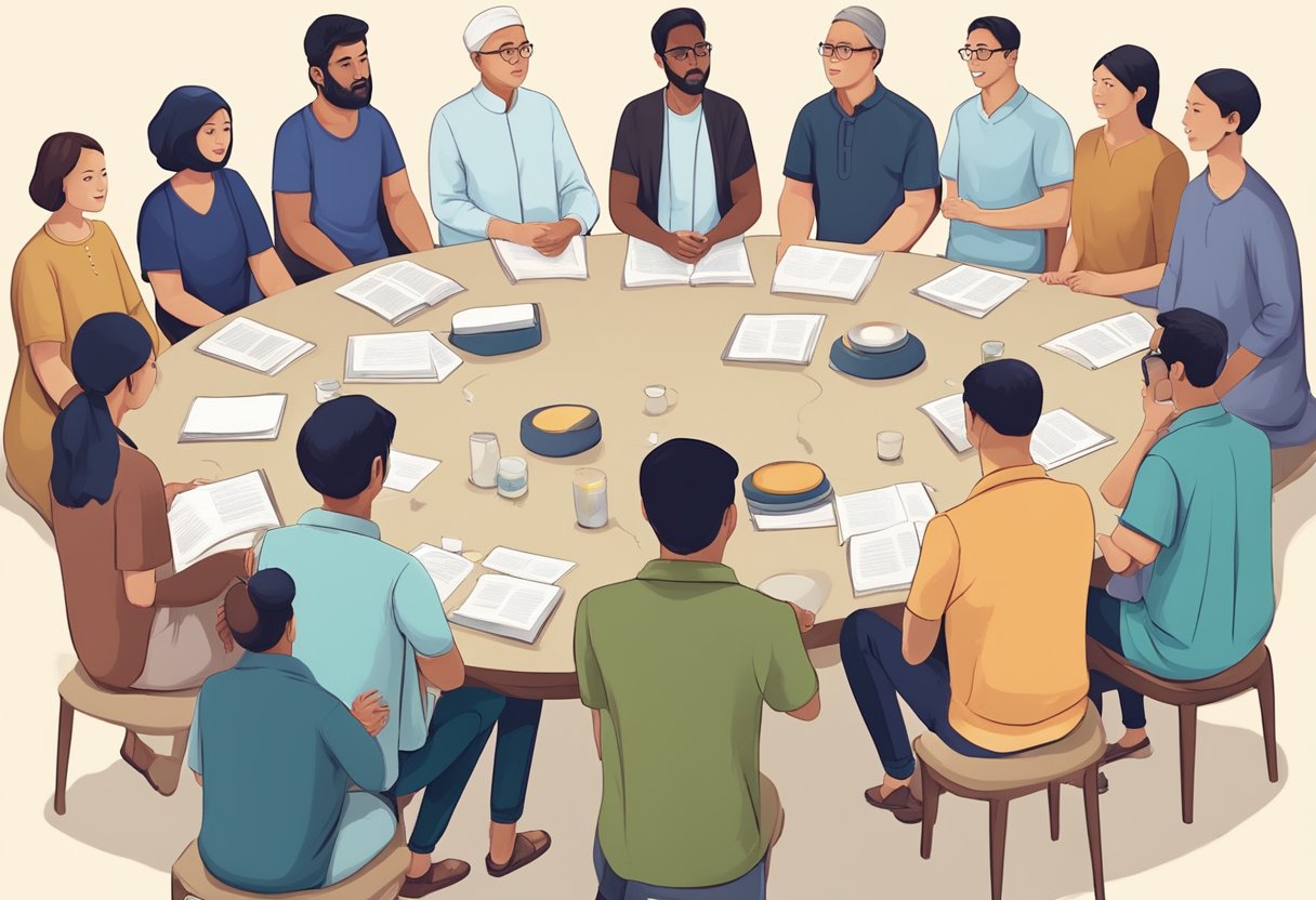 A group of people from different backgrounds gather in Singapore to discuss and ask questions about various religious beliefs and practices