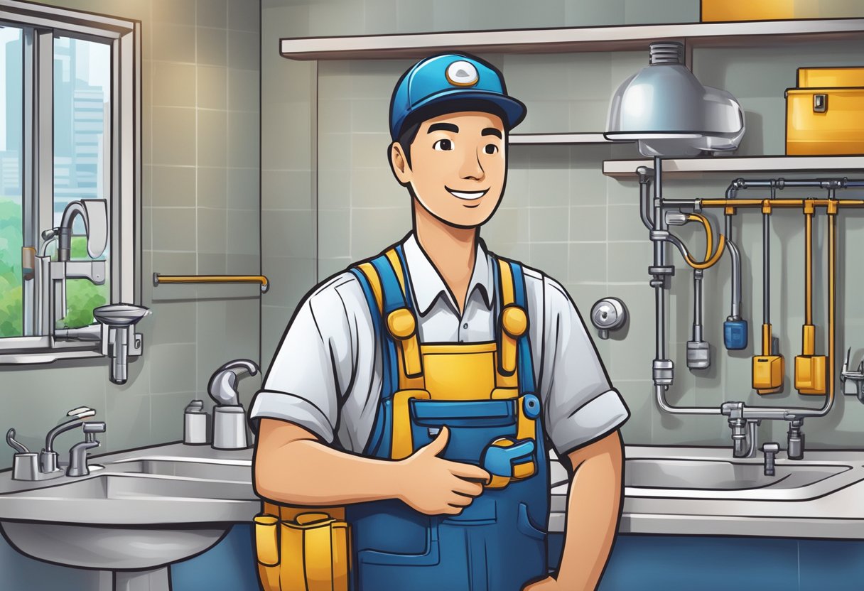 A plumber in Singapore answering common questions for customers