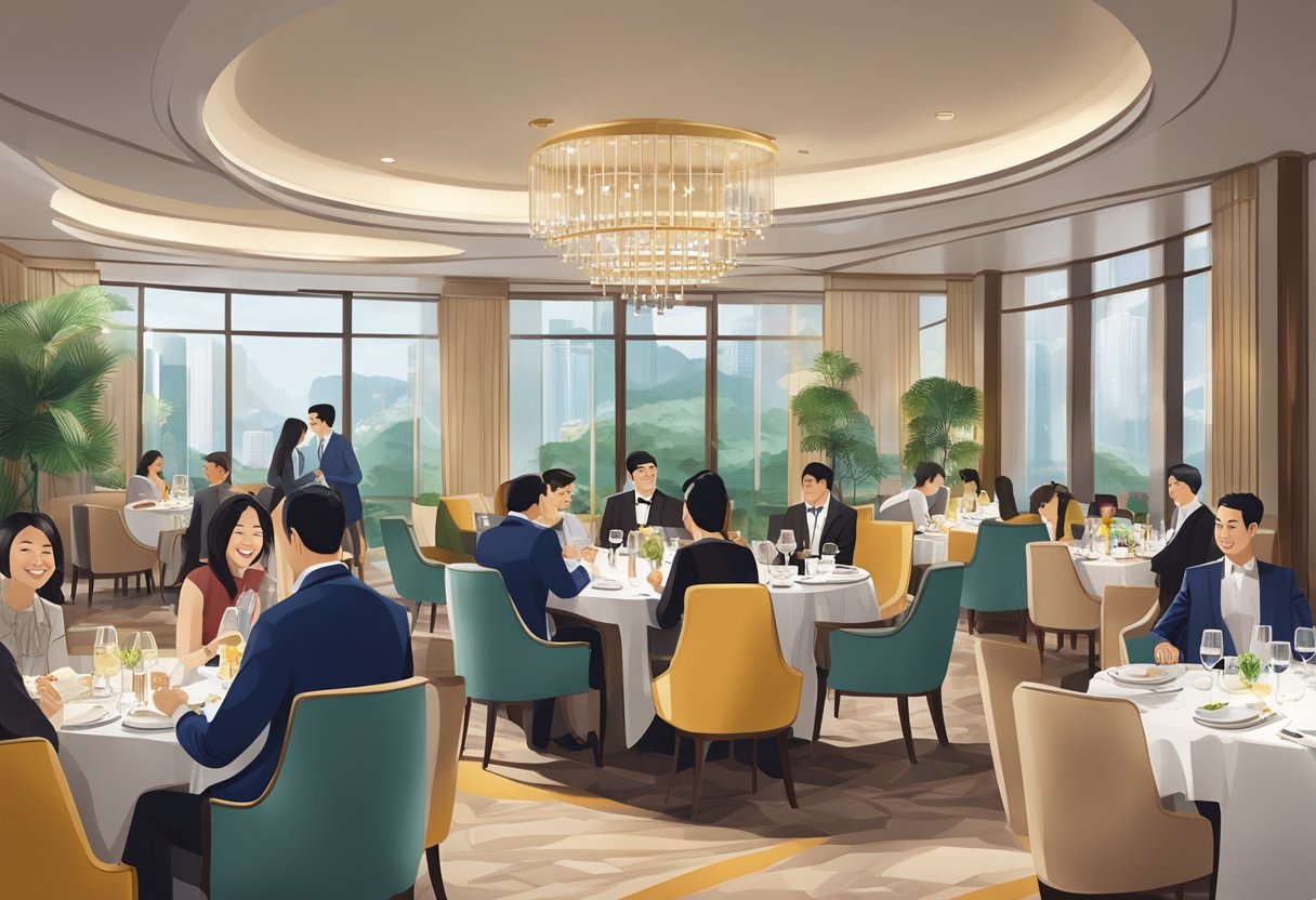 Guests dining and socializing at Sheraton Towers Singapore, with elegant decor and a relaxed atmosphere