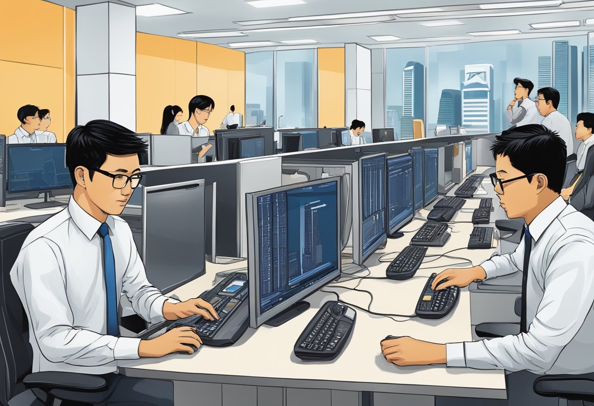 The Singapore Power Services hotline buzzes with activity, as staff members field calls and troubleshoot issues with efficiency and professionalism. The office is filled with the hum of computers and the occasional ringing of phones
