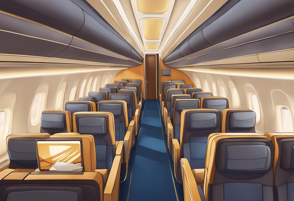 Batik Air Singapore offers additional services, with a focus on comfort and convenience for passengers. The scene could depict a luxurious airline lounge or a well-equipped in-flight service