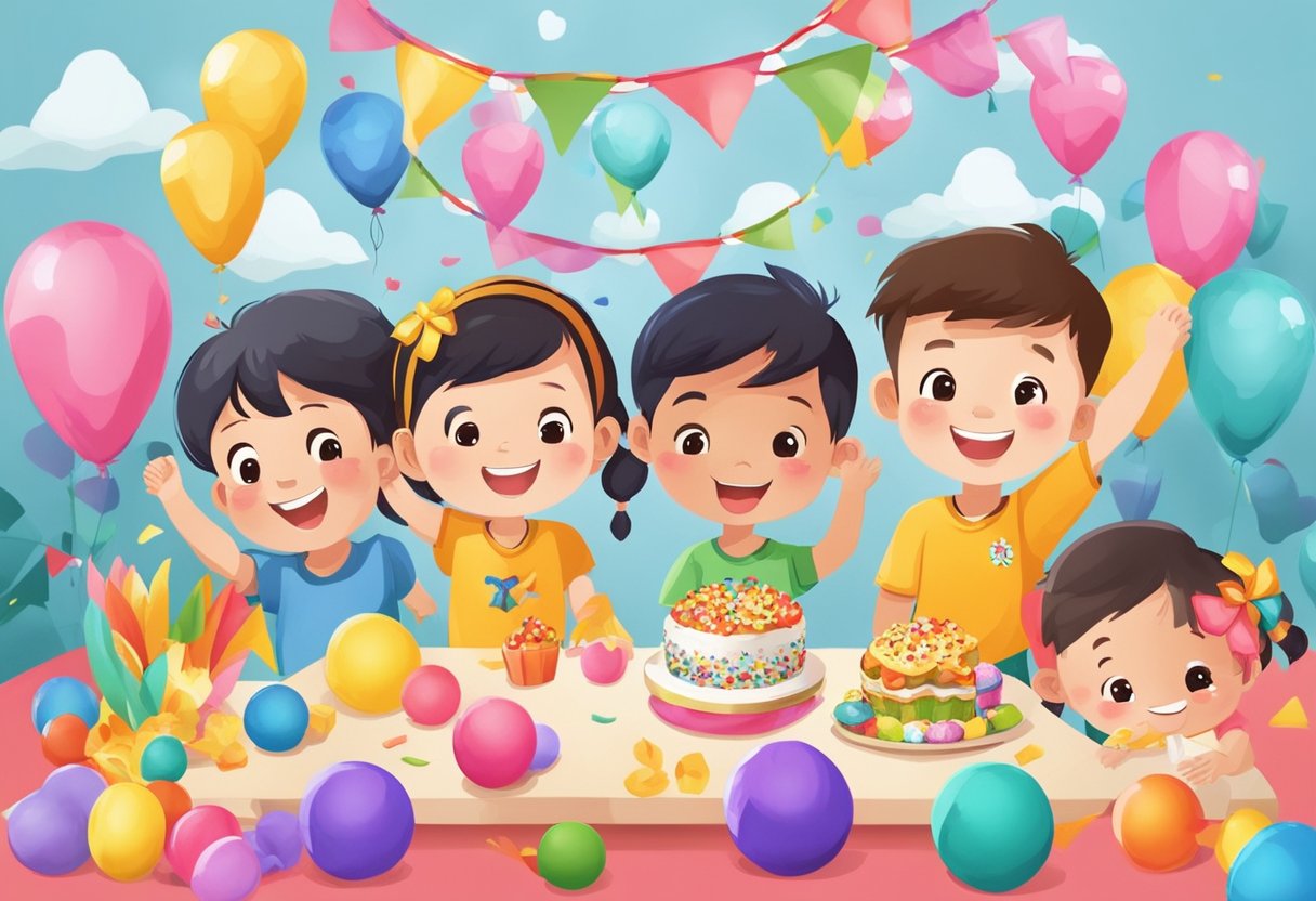 Children celebrating Singapore Children's Day with colorful decorations and joyful activities