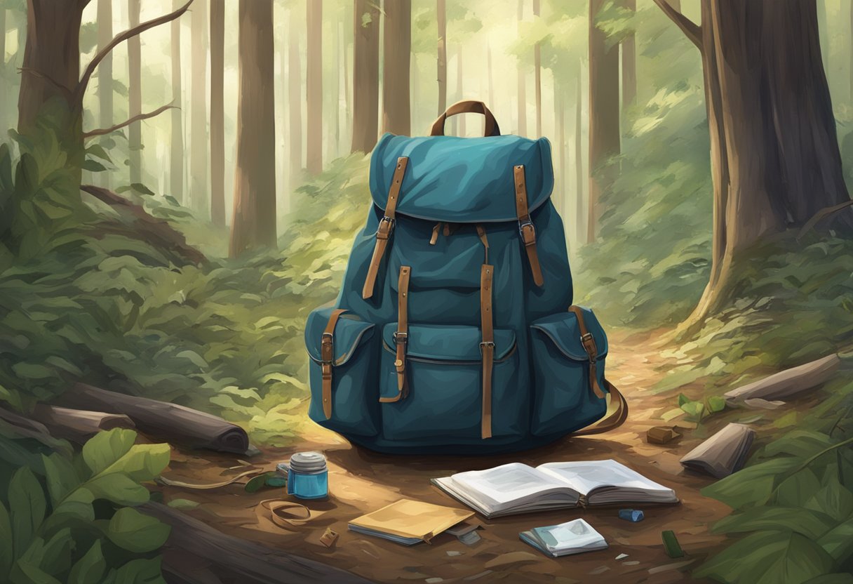 Ava Wood's abandoned backpack, scattered belongings, and a trail leading into the dense forest