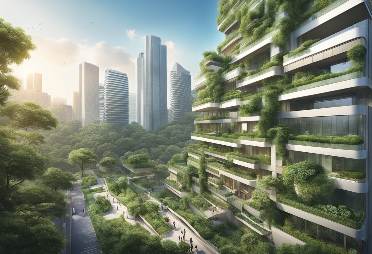 Lush greenery and modern architecture blend seamlessly in the urban landscape of Singapore, reflecting the city's commitment to sustainability and innovation