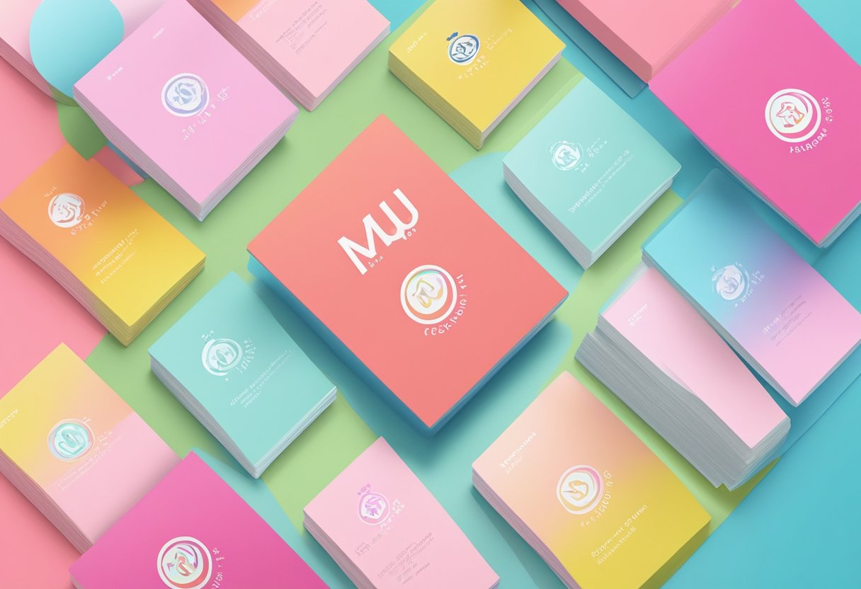 A stack of FAQ cards with "miu miu singapore" logo, surrounded by colorful background and a sleek, modern font