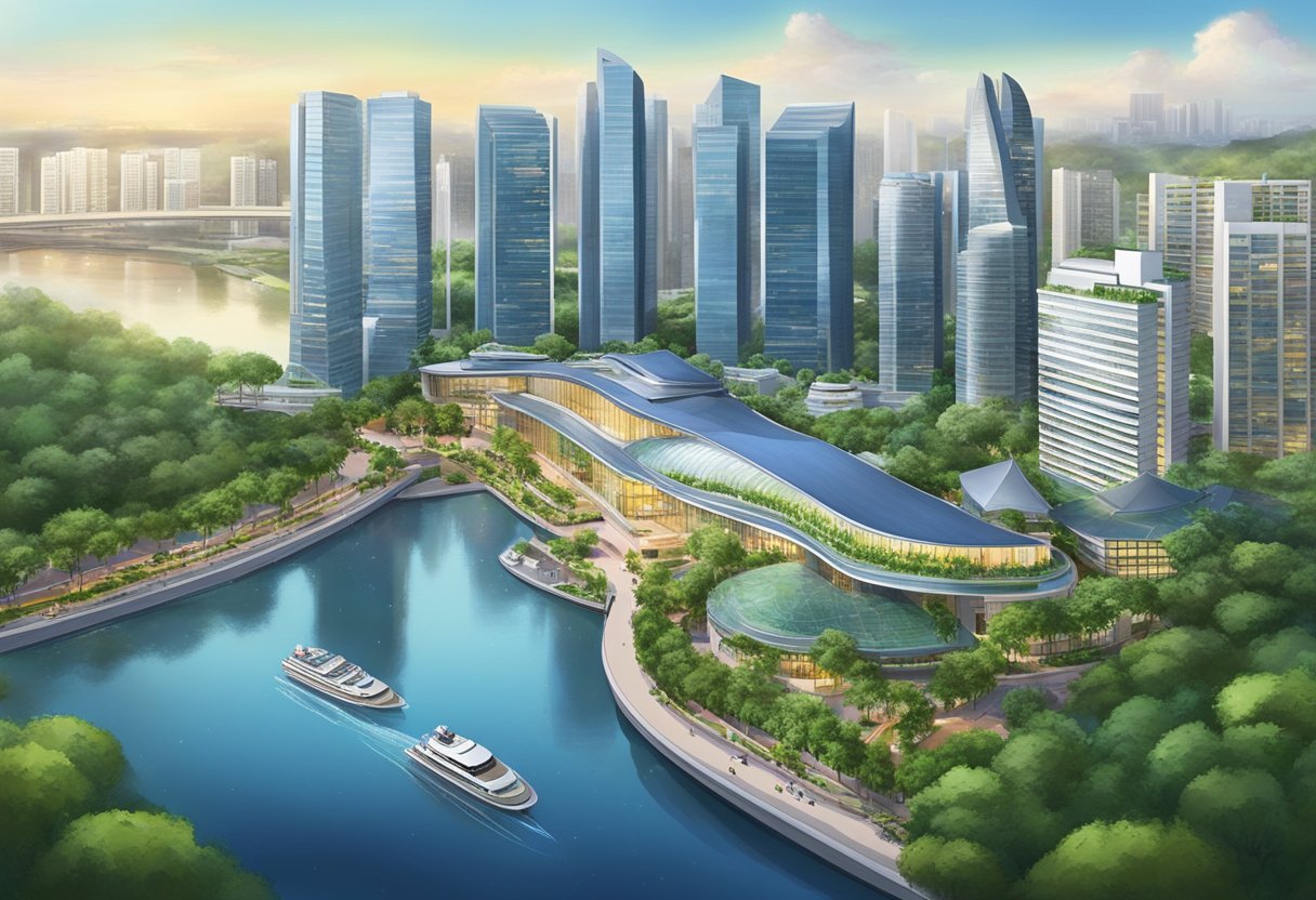 The Furama Riverfront Singapore, with its modern architecture and lush greenery, overlooks the tranquil waters of the Singapore River