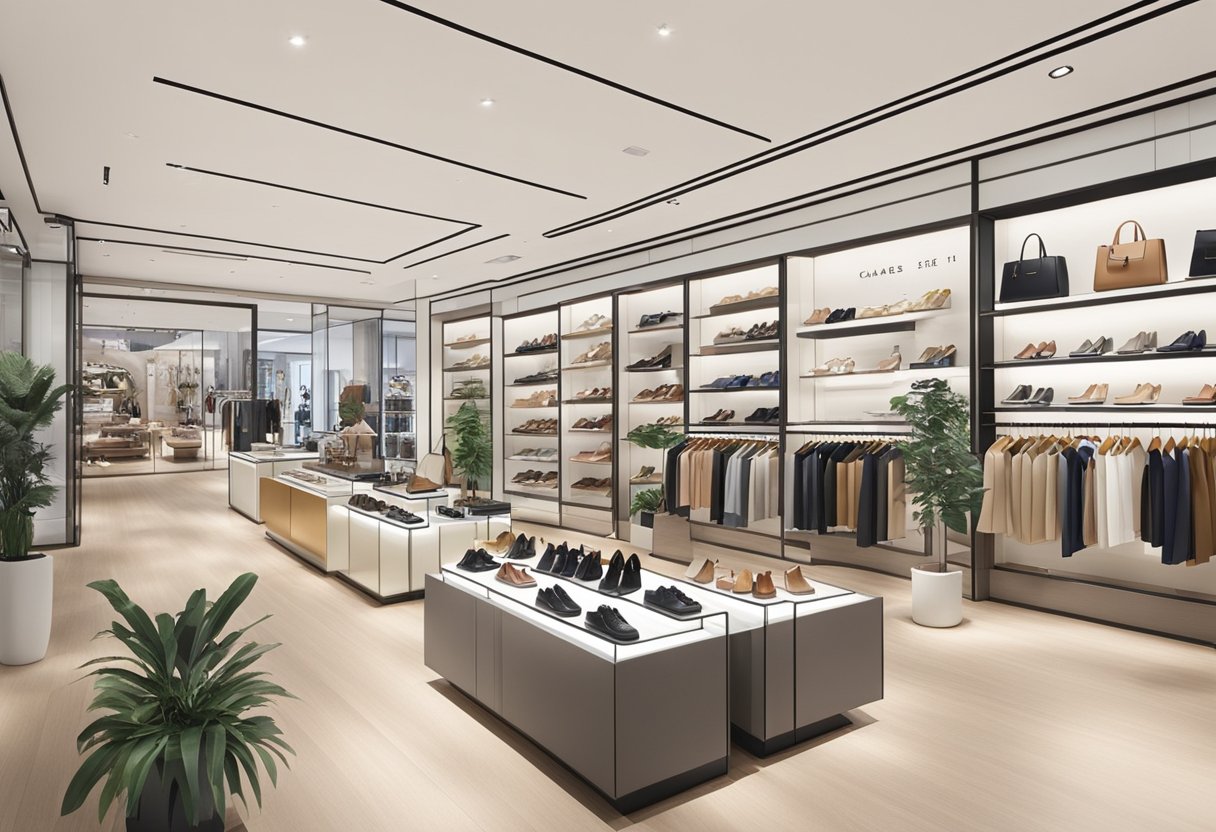 Shoppers browse stylish shoes and accessories at Charles & Keith Singapore, surrounded by sleek displays and modern decor