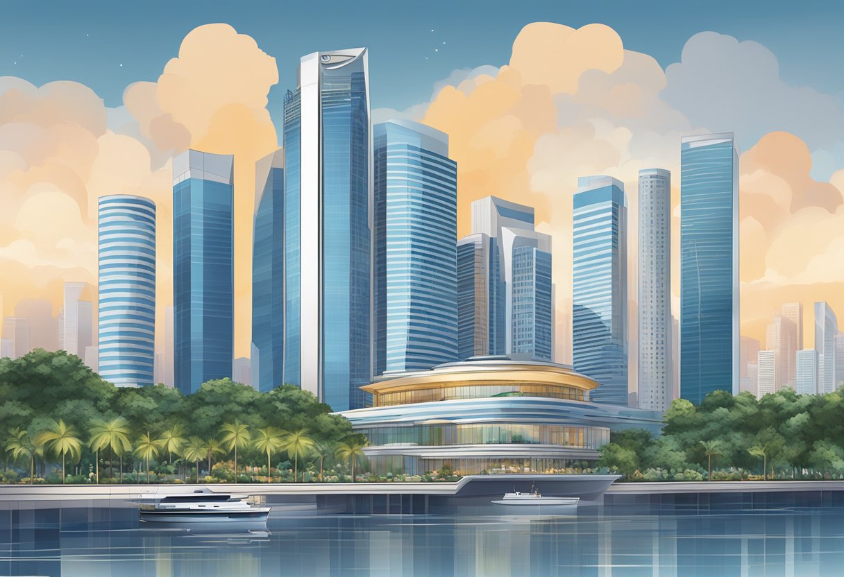 The iconic architecture of Conrad Singapore, with its sleek lines and modern design, stands tall against the city skyline