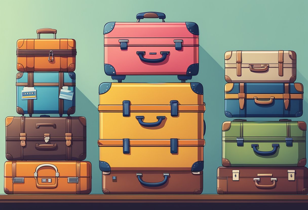 A stack of suitcases with a "Frequently Asked Questions" sign in the background