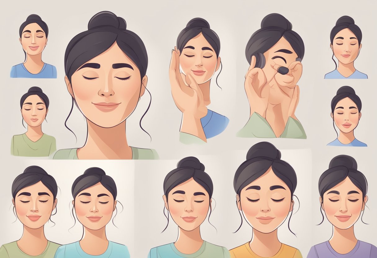 A person's face doing facial exercises, demonstrating the benefits and how to do them at home