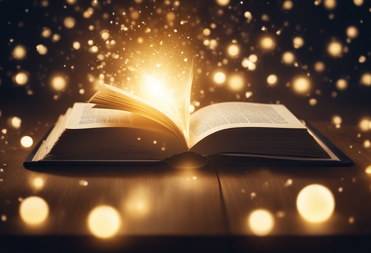 A glowing light emanates from an open book, surrounded by swirling energy, symbolizing the truth of a miracle confession