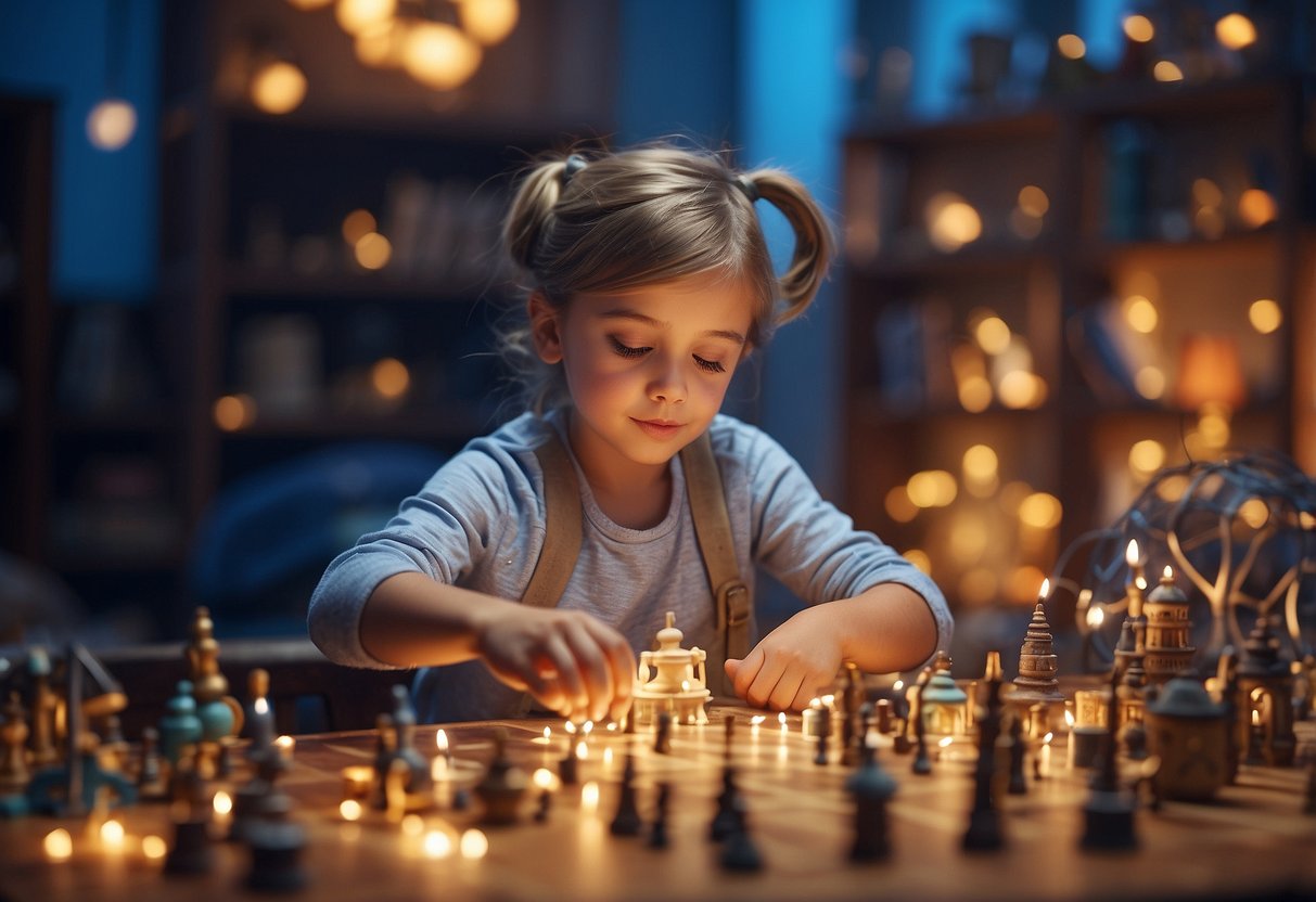 A child eagerly explores a variety of subjects, engaging in independent learning and problem-solving activities. They exhibit curiosity and a growing ability to understand complex concepts