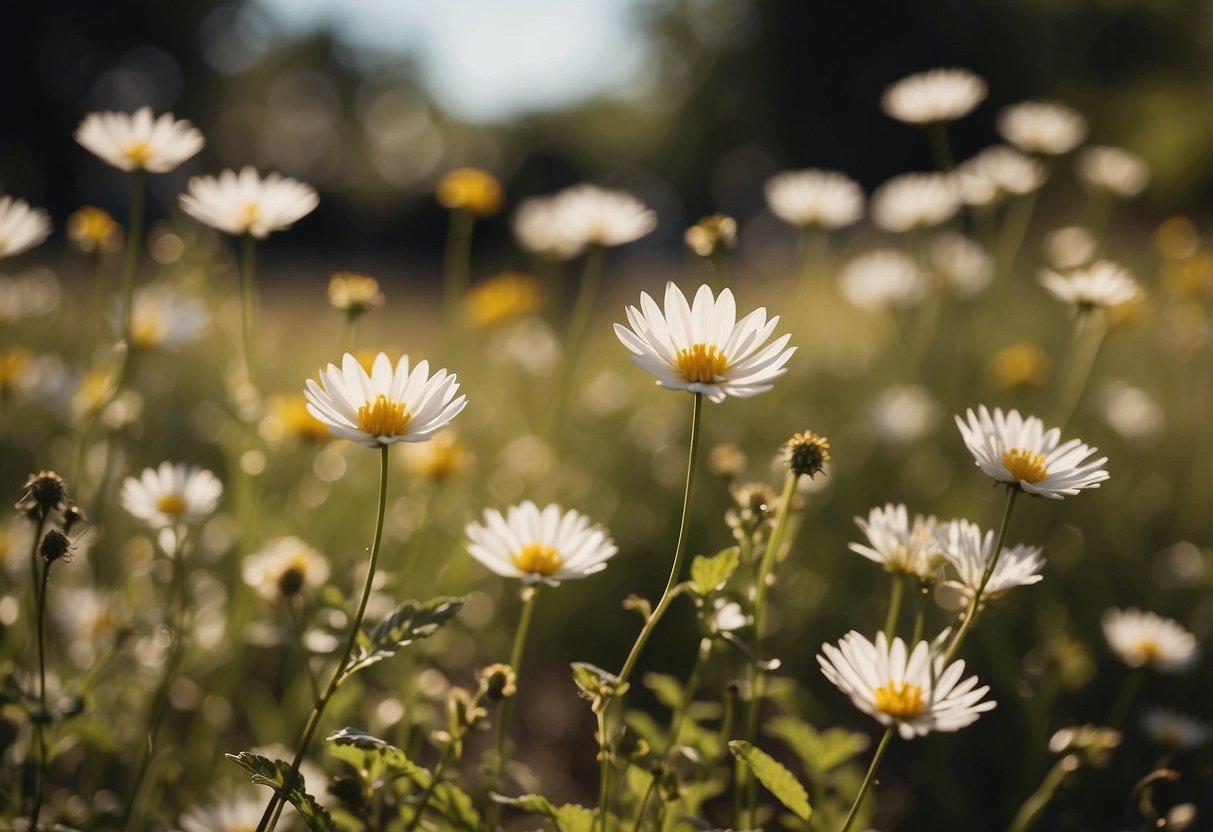 A serene, sunlit garden with blooming flowers and a gentle breeze, symbolizing fertility and the ideal age for pregnancy