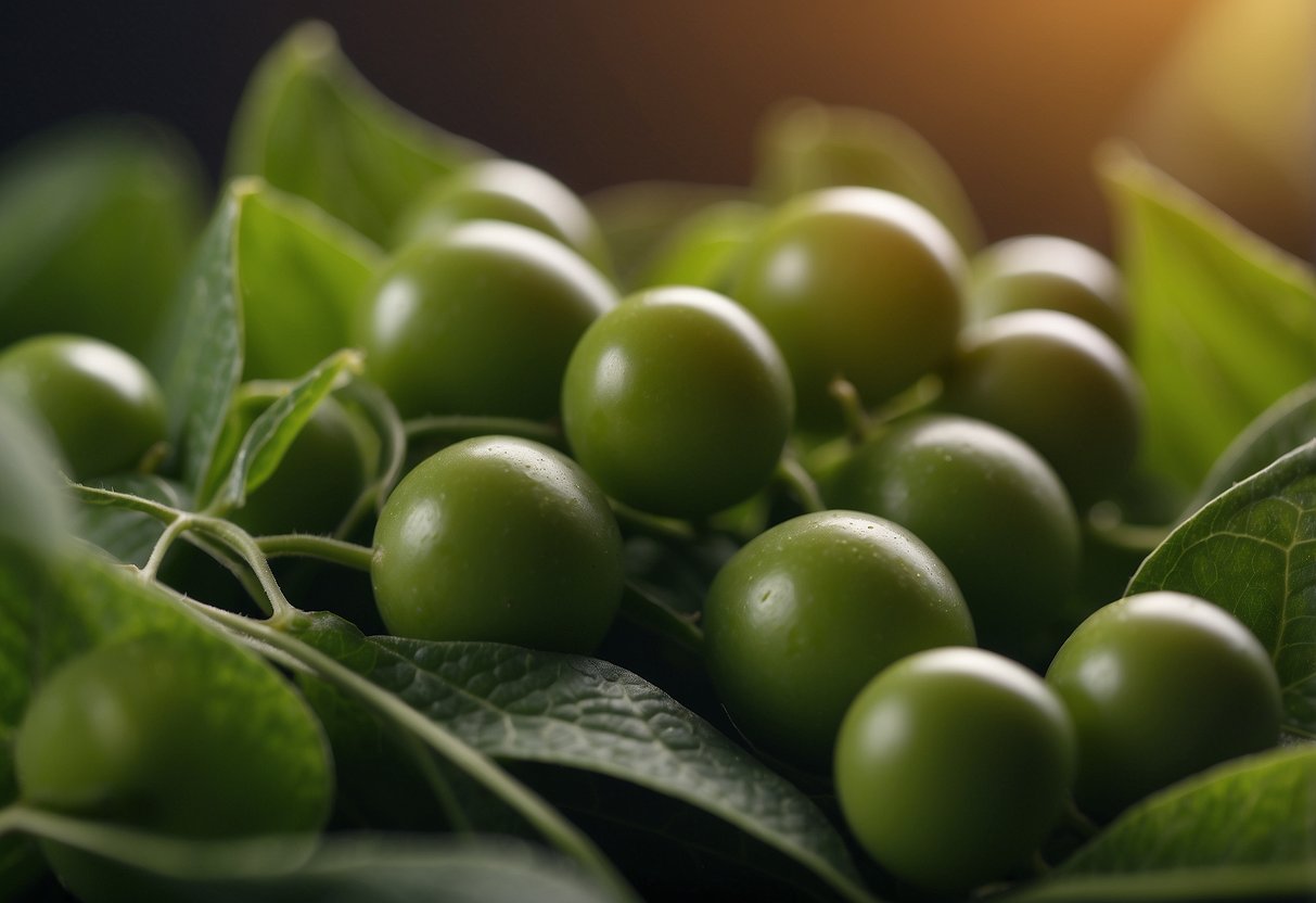 Two identical peas in a pod, surrounded by other pods