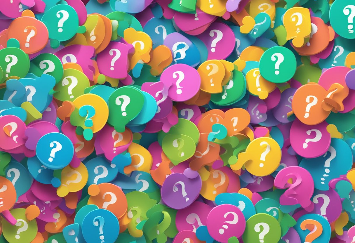 A stack of colorful question marks surround the words "Frequently Asked Questions" in English and Singaporean languages