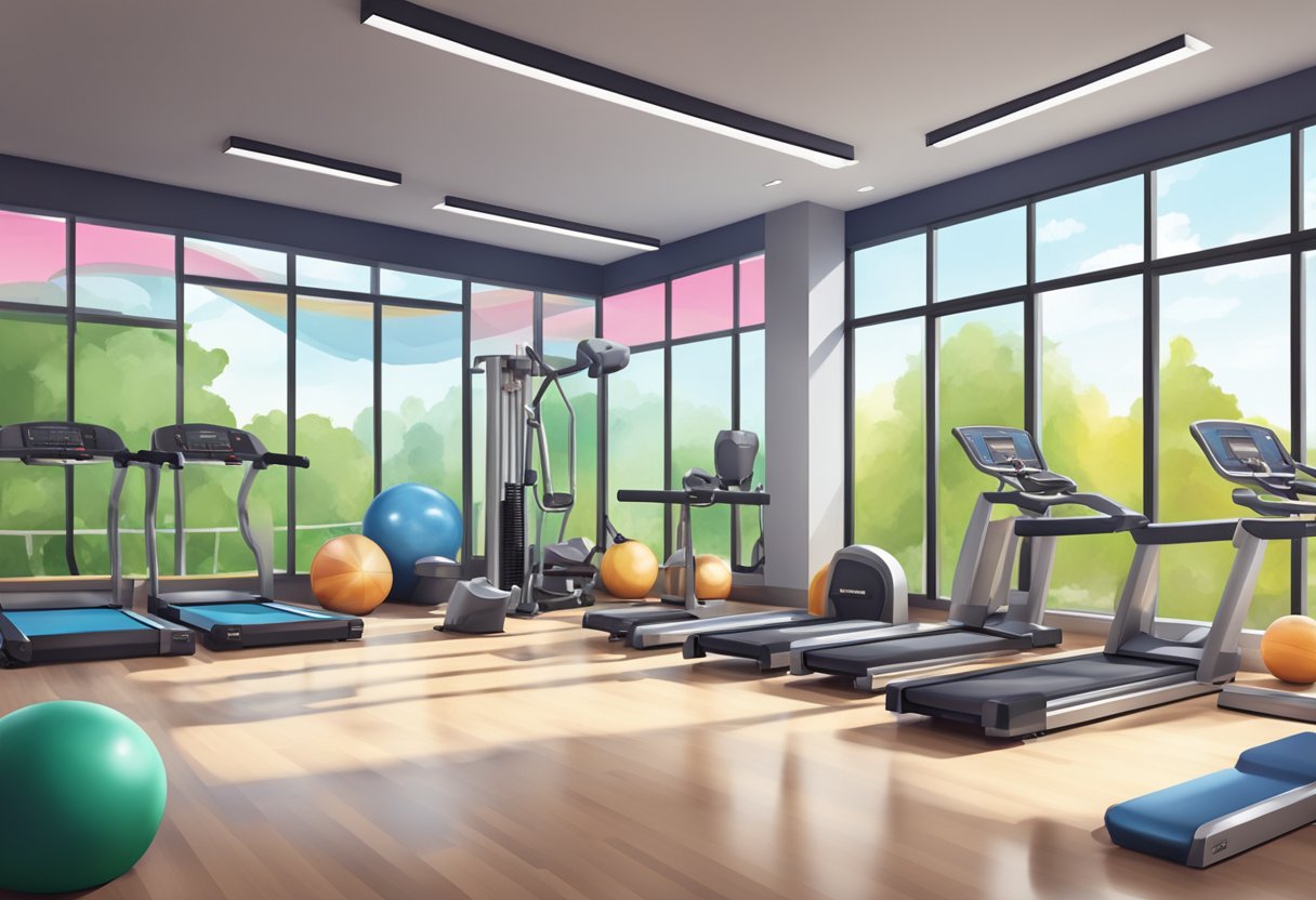 A modern gym with sleek equipment, vibrant decor, and a welcoming reception area. The space is clean, well-lit, and inviting for fitness enthusiasts