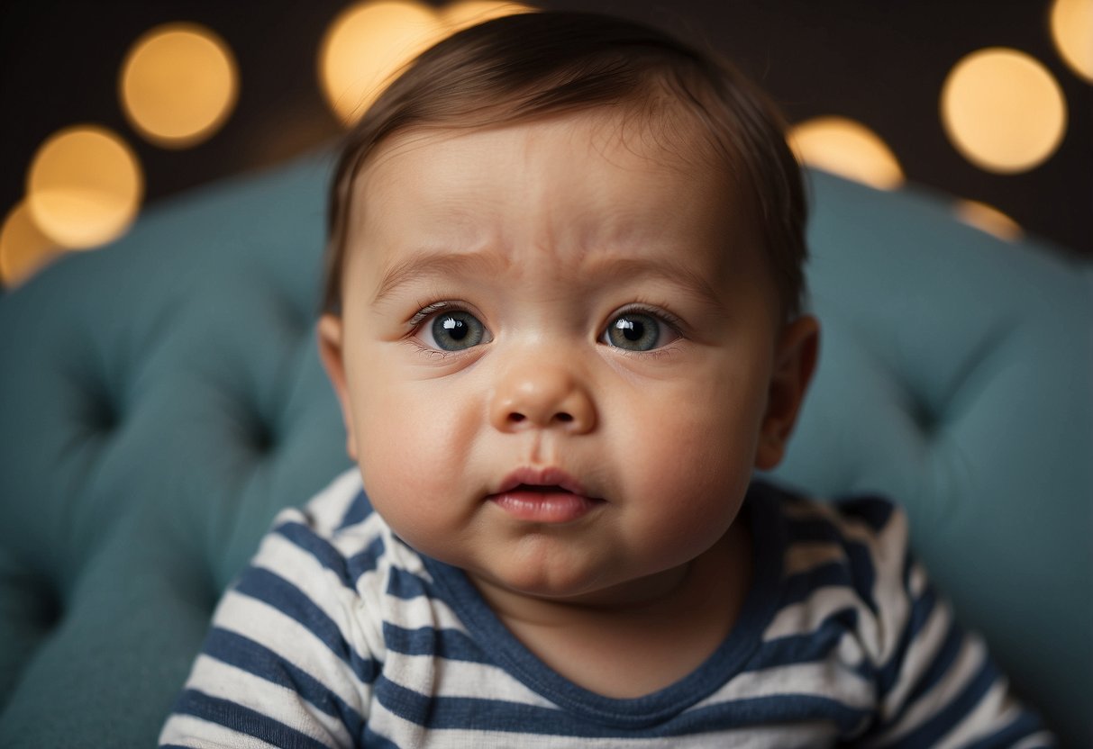 An 8-month-old babbles and makes sounds, but cannot say words yet