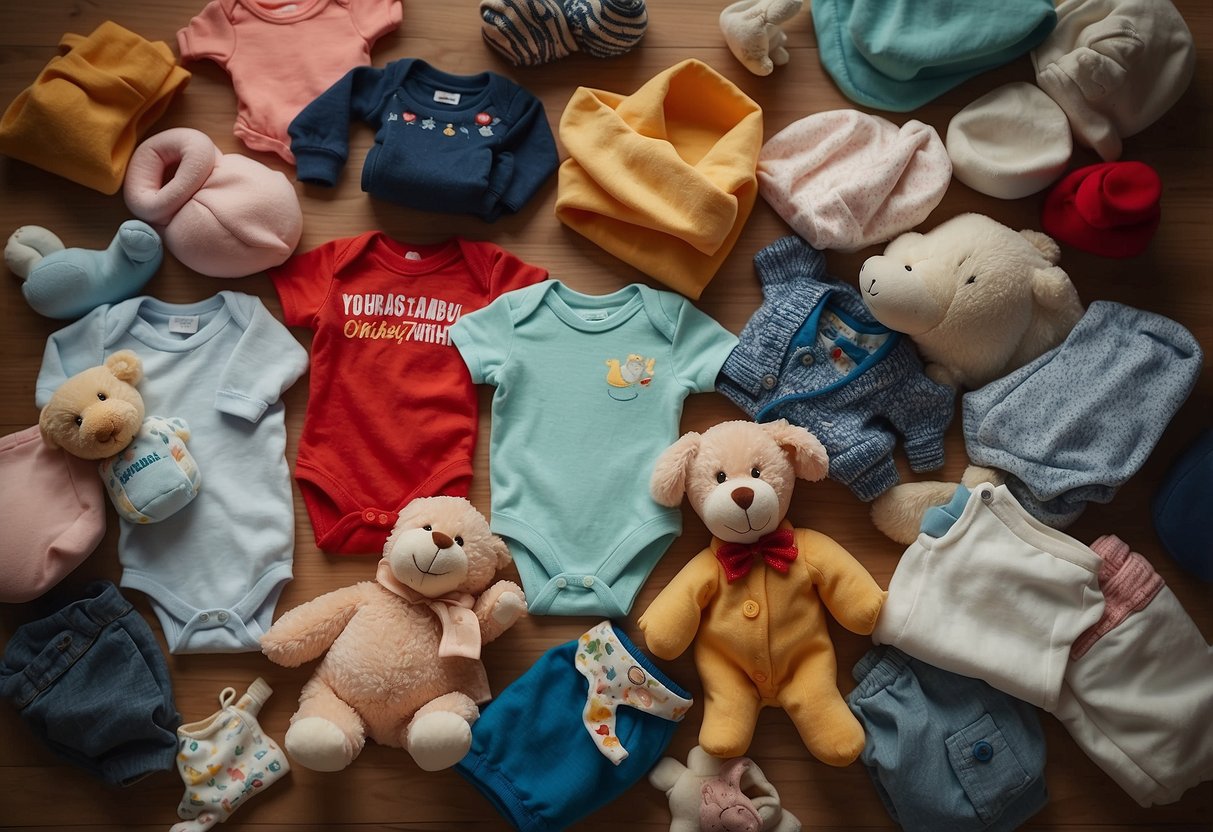 A pile of baby clothing and toys grows larger, representing the potential for multiple births in a woman's lifetime