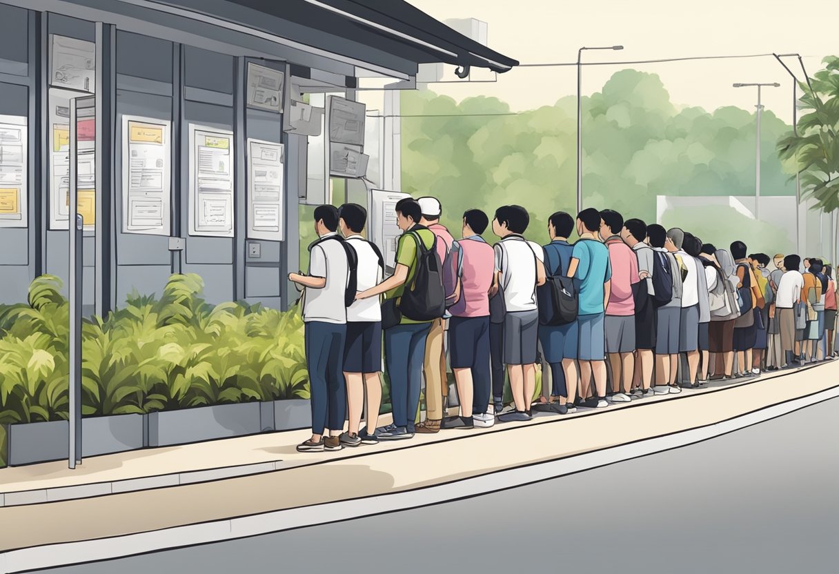 Voters queue outside polling stations in Singapore, casting their ballots in the election. The city is alive with political fervor and anticipation
