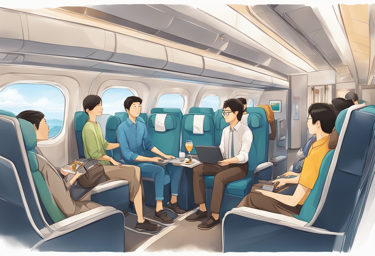 Passengers enjoying the onboard experience from Singapore to Tokyo, with comfortable seating, modern amenities, and scenic views
