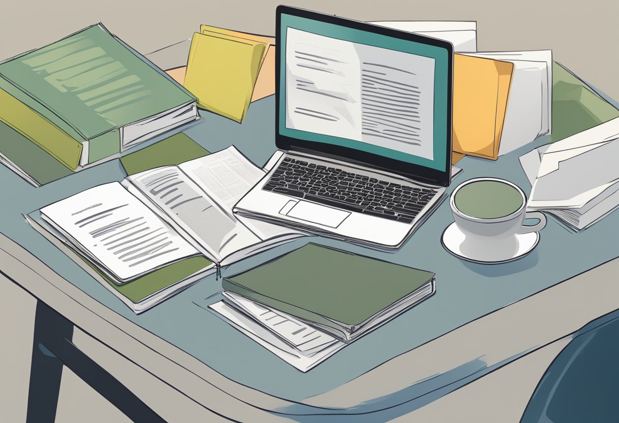 A table with a laptop and a stack of papers, a sign reading "Frequently Asked Questions durianbb singapore" above
