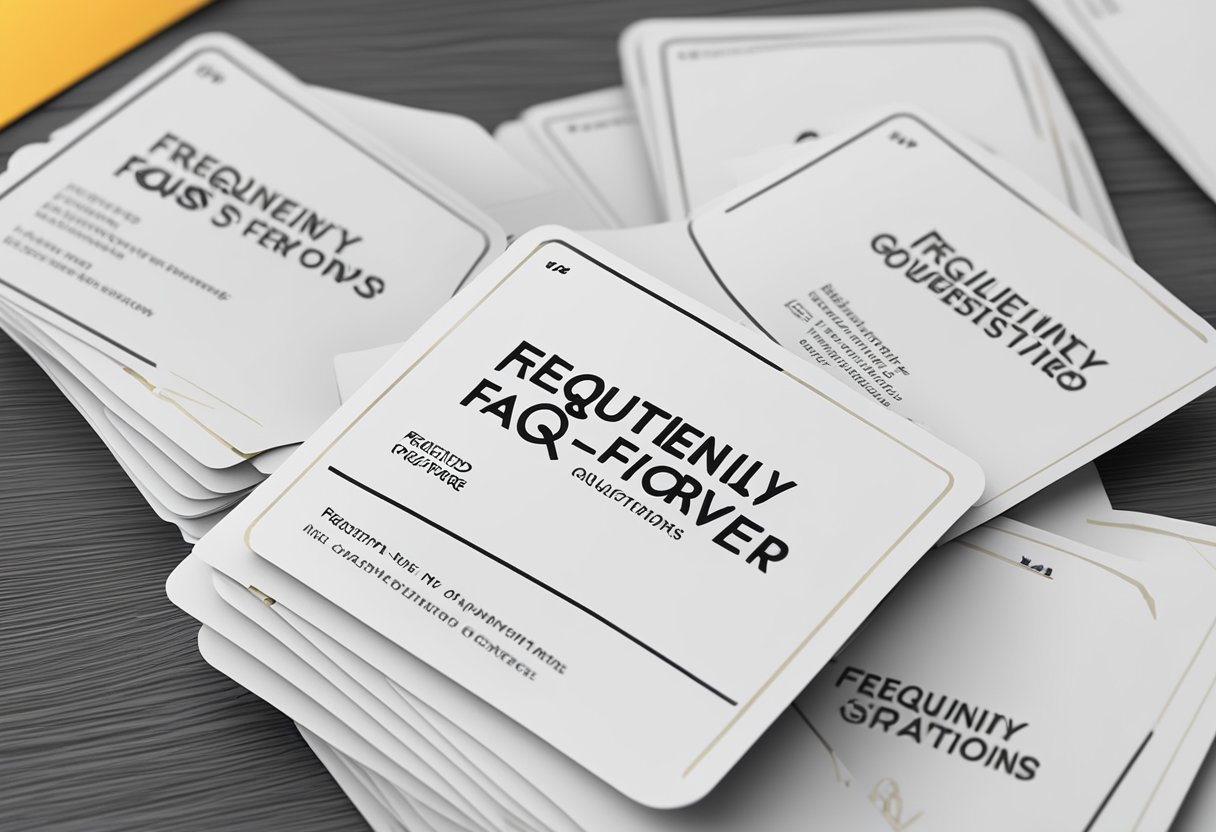 A stack of FAQ cards with the "Frequently Asked Questions forever new singapore" printed on them, surrounded by a clean and modern backdrop