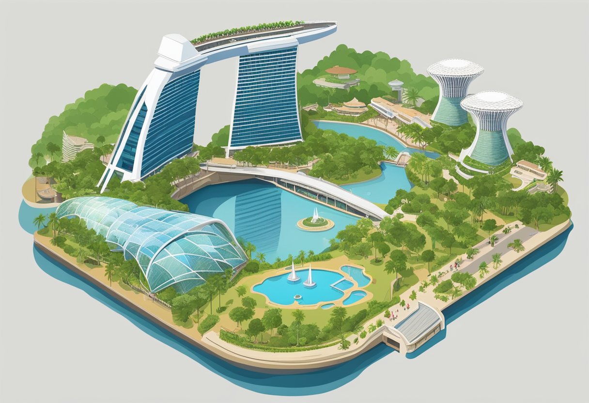 Tourist landmarks in Singapore, like the Marina Bay Sands and Gardens by the Bay, are popular places for visitors to explore