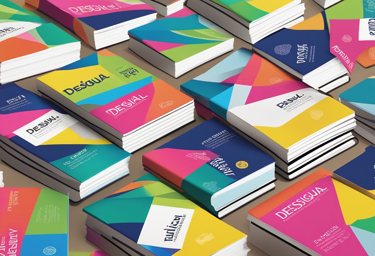 A stack of colorful pamphlets on a sleek, modern desk with the words "Frequently Asked Questions desigual singapore" prominently displayed