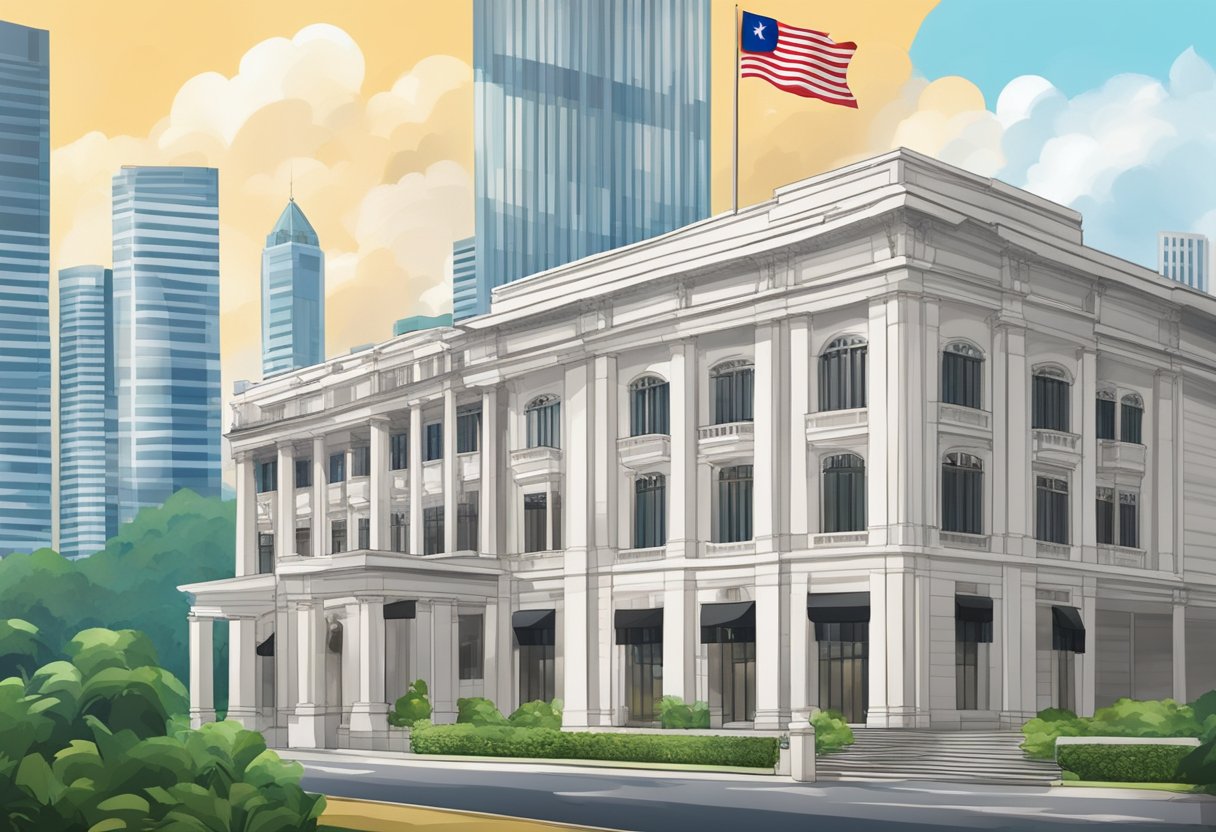 The Malaysia embassy in Singapore, with its national flag flying high, stands tall and proud amidst the bustling cityscape
