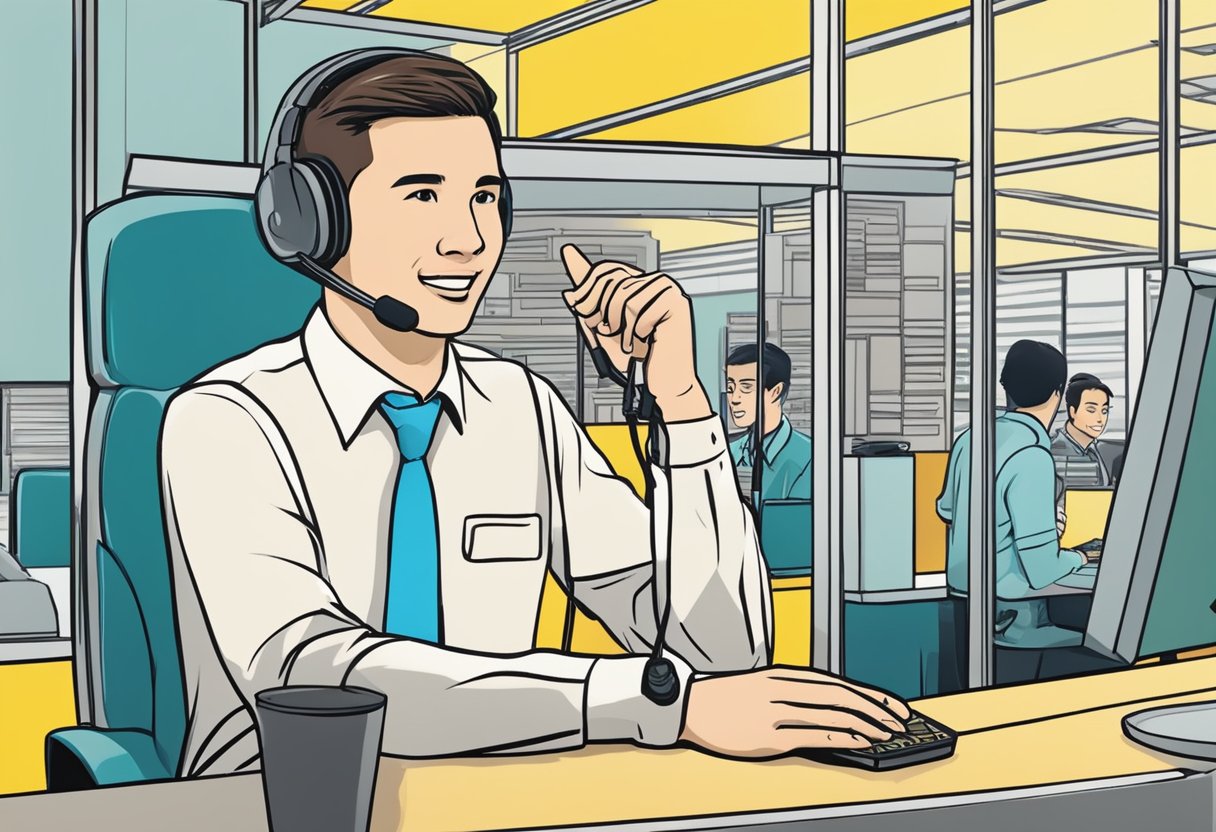 A customer service representative answers questions at a Western Union branch in Singapore