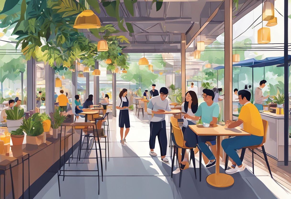 People exploring vibrant cafes in Singapore neighborhoods