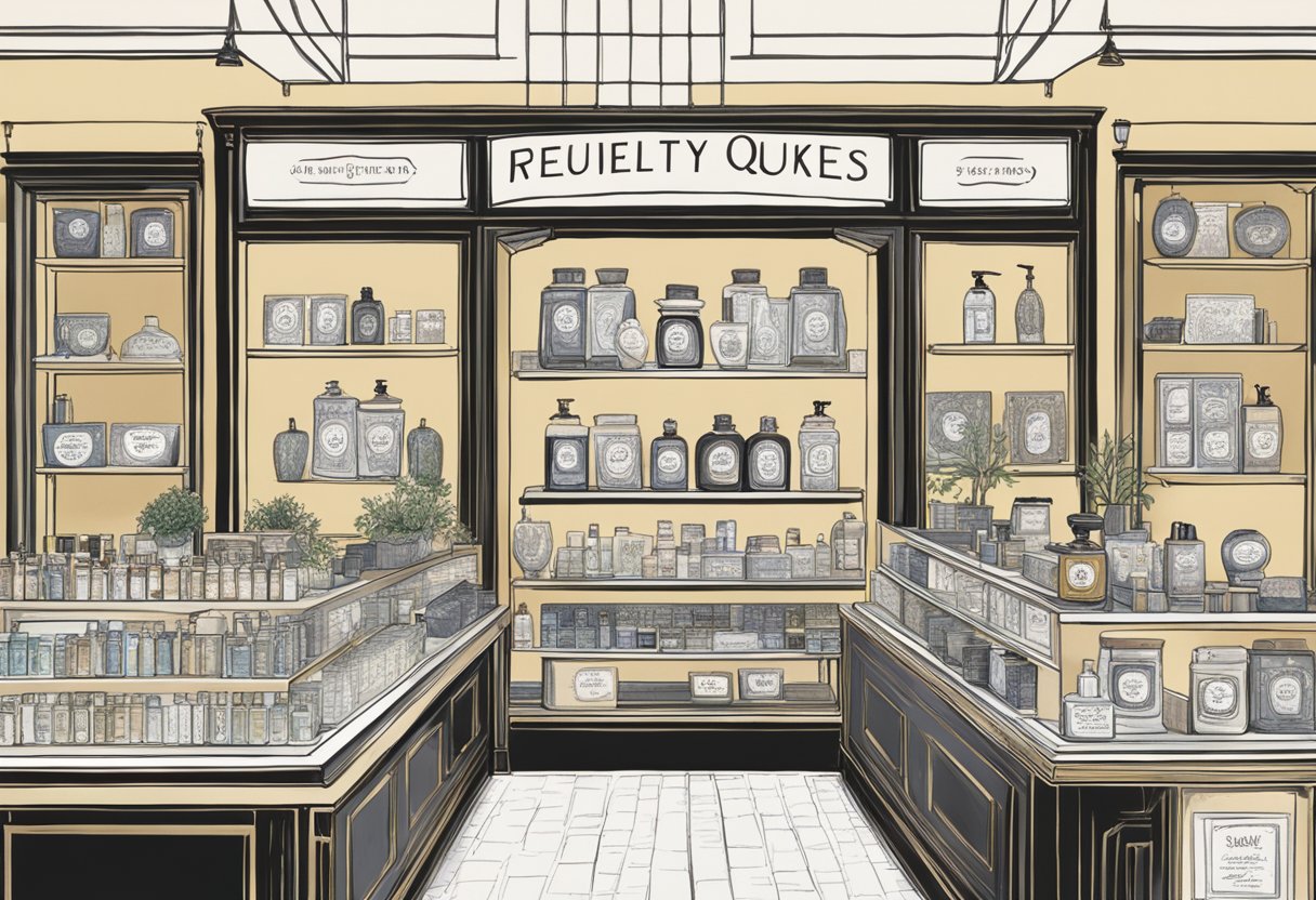 A table displaying diptyque products, with a sign reading "Frequently Asked Questions" in a boutique setting