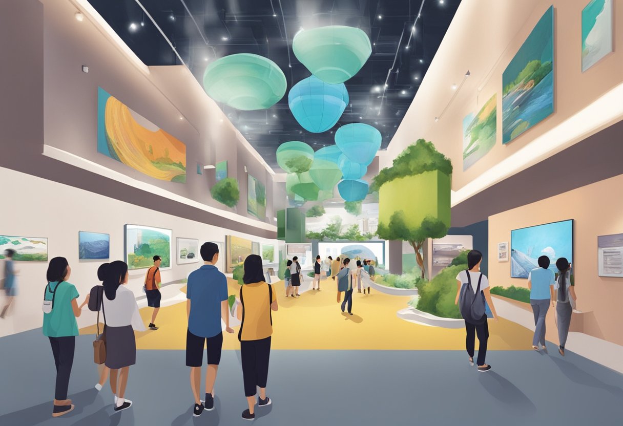 Visitors wander through interactive exhibits at Singapore City Gallery