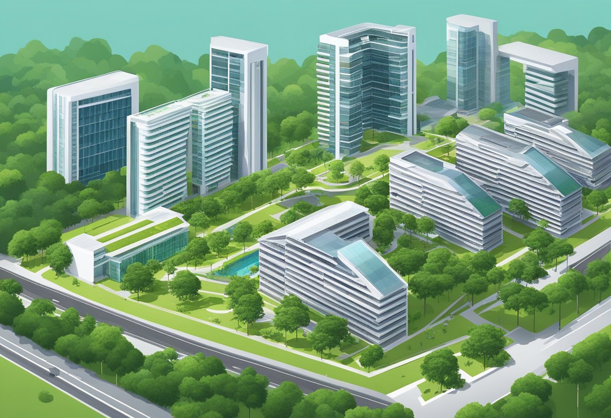 The Singapore Institute of Technology (SIT) and Nanyang Polytechnic (NYP) buildings stand side by side, surrounded by lush greenery and modern architecture