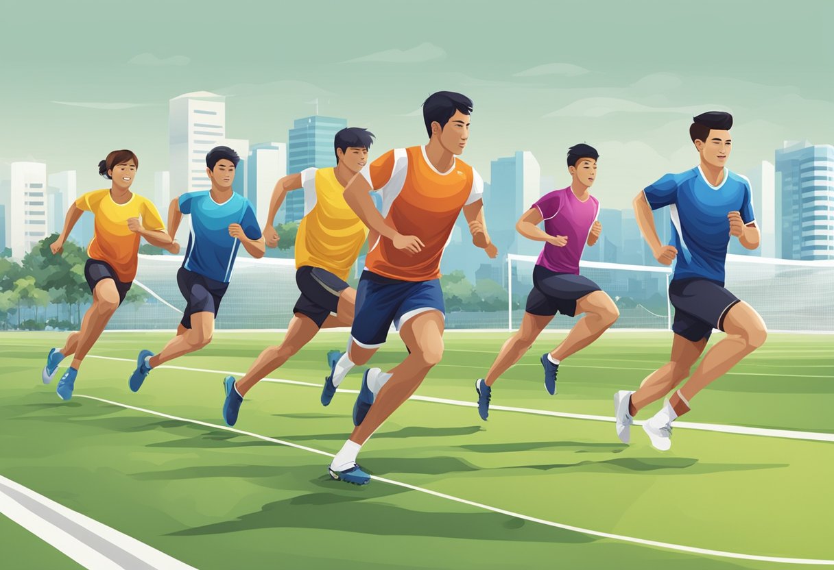Athletes train on the field at Singapore Sports School