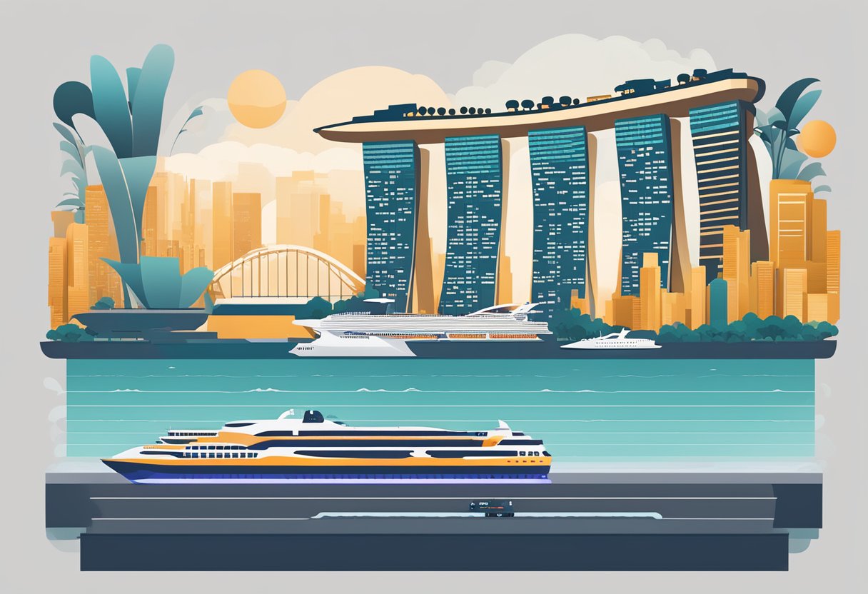 The F1 Singapore timetable displayed on a digital screen with the iconic Marina Bay Sands in the background