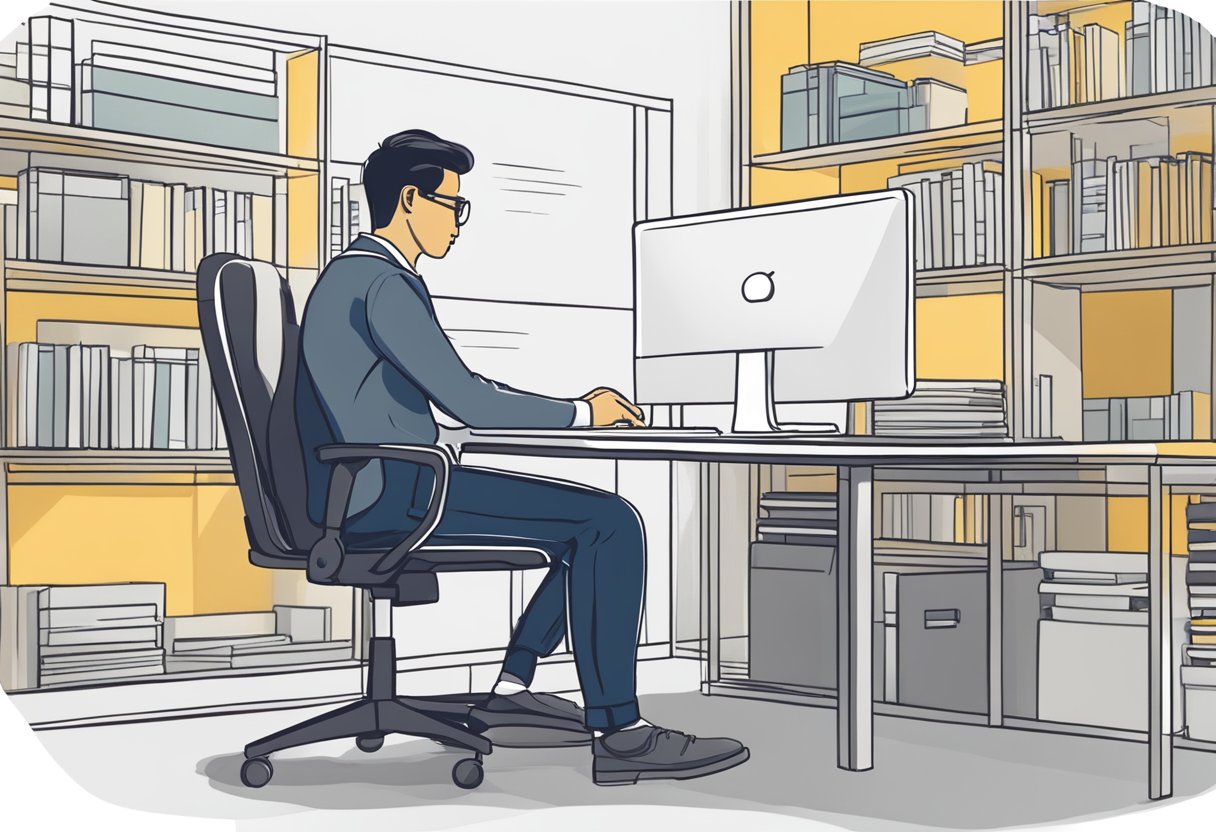 A person logs into Pruaccess Singapore online, managing policies