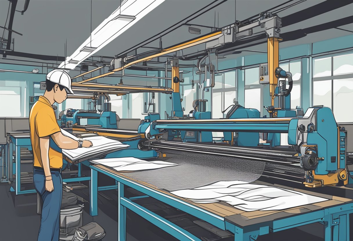 Machines printing and pressing t-shirts in a Singaporean workshop
