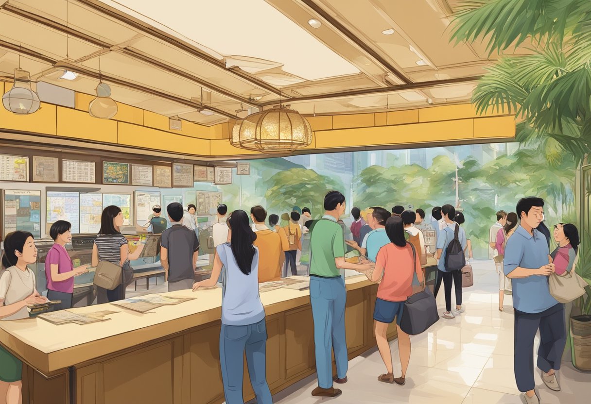 The Visitor Information yang club in Singapore bustles with tourists seeking guidance and maps