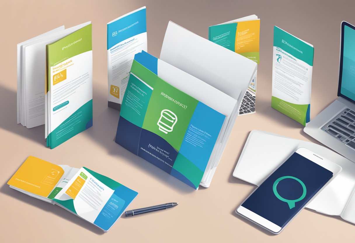 A stack of FAQ brochures with "Frequently Asked Questions GIIS Singapore" printed on the cover, surrounded by a computer, phone, and friendly staff ready to assist