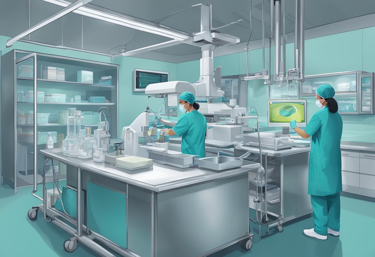 A doctor in a sterile clinic prepares medical equipment for an abortion procedure in Singapore