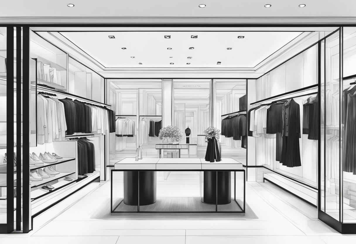 The Givenchy boutique in Singapore shines with modern elegance, featuring sleek lines and luxurious materials. The storefront displays the latest fashion collections, drawing in sophisticated shoppers