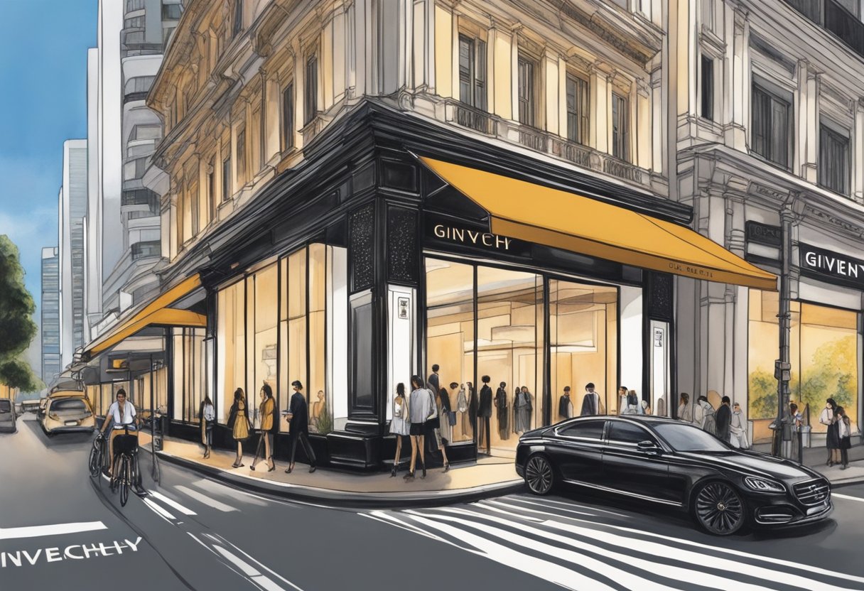 The iconic Givenchy storefront shines brightly in the bustling streets of Singapore, drawing in passersby with its elegant and captivating presence