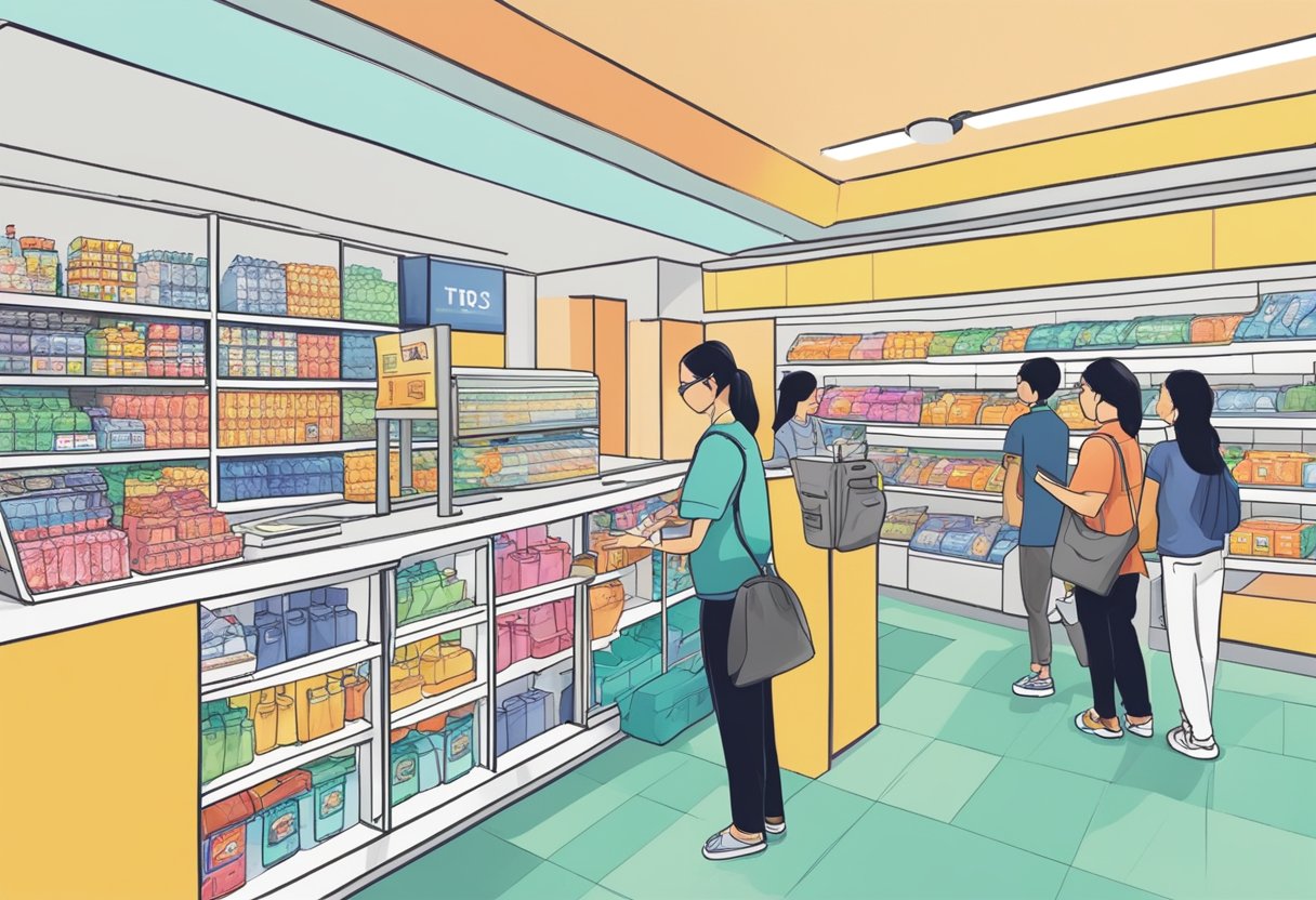 A person redeeming CDC vouchers at a participating store in Singapore