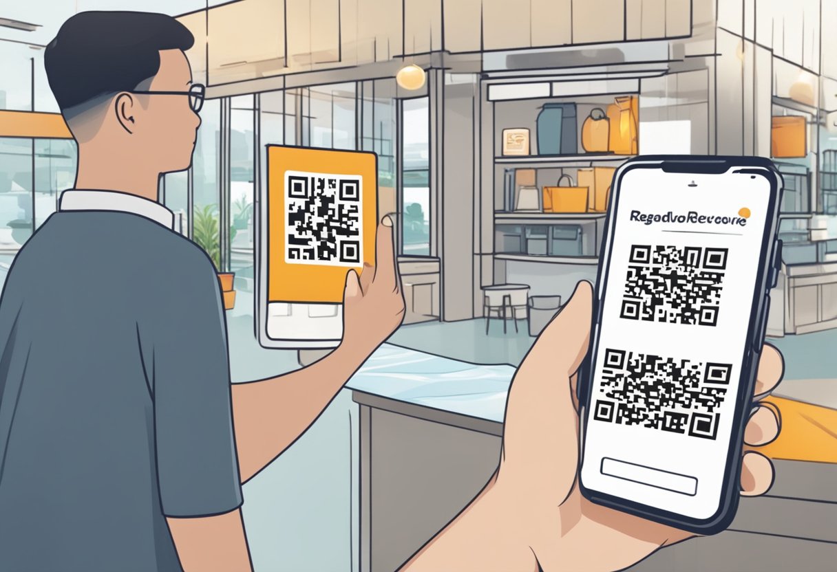 A person scans a QR code on their phone to redeem a Singapore Rediscover voucher at a participating venue